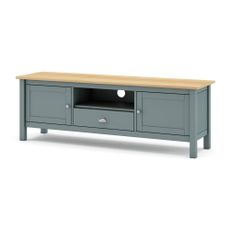 TV stolík sivozelený z borovicového dreva 158x53x40 cm Misti – Marckeric