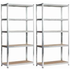 Ak furniture Sada 2 ks kovových regálů REGMET 90x40x180 cm stříbrná