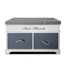 KONDELA Seat Bench 2 New lavica do predsiene s úložným priestorom biela / sivá