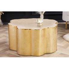 Estila Art deco konferenčný stolík Stobio II v zlatej farbe z kovu bez nožičiek 70cm