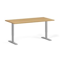 Výškovo nastaviteľný stôl, 160x80 cm, 1 motor, sivá podnož, buk