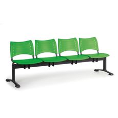 Plastová lavica do čakární VISIO, 4-sedadlo, zelená, čierne nohy