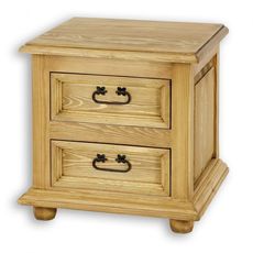 Drevený nočný stolík so šuplíkmi com 12 - k03 biela patina