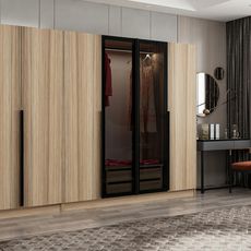 Elegantná šatníková skriňa ShadowLux v prírodnej farbe s dymovými dvierkami 210 x 270 x 52 cm