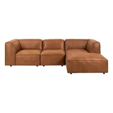Koňakovohnedá rohová pohovka z recyklovanej kože Bonami Selection Fairfield, pravý roh, 282 cm
