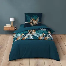 Bavlnené obliečky na jednolôžko v petrolejovej farbe 140x200 cm Alianor – douceur d'intérieur