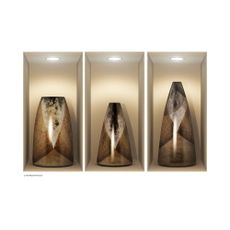 Sada 3 samolepiek s 3D efektom Ambiance Wooden Vases