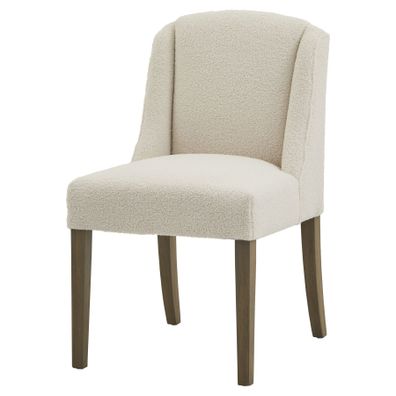 Estila Luxusná moderná jedálenská stolička Lucia s poťahom z buklé látky v bielej farbe a s drevenými nožičkami 52 cm