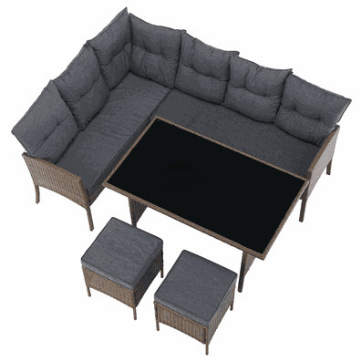 Záhradný ratanový set, prírodná/svetlosivá, RANDI
