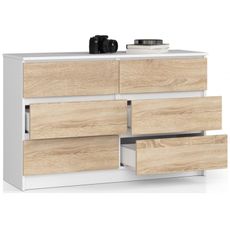 Komoda K120 6SZ biela / sonoma