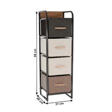 KONDELA Hazel Typ 3 komoda s látkovými boxami čierna / béžová / hnedá