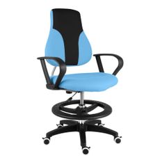Detská rastúca stolička Neoseat KINDER — látka, čierna / svetlo modrá