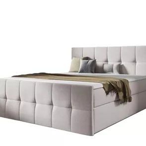 Wilsondo Čalúnená boxspring posteľ Charlotte s úložným priestorom - krémová Rozmer: 160x200