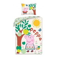 Bavlnené posteľné obliečky Prasiatko Peppa a jablká - 100% bavlna - 70 x 90 cm + 140 x 200 cm