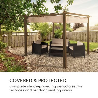 Blumfeldt Pantheon Rust, pergola, hliníkové hranaté rúrky, 3x3 m, 4 rohové stĺpy, vodeodolná