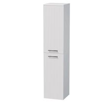 INTEDOOR Vysoká skriňa BEE, pravá, úchyt chróm, 2 dvere, š. 35cm, biela 3D pruhy