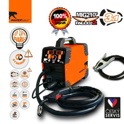 PANTERMAX MIG210FALCO 2 invertorová zváračka MIG/MMA Kukla + Káble 2m + Horák + Drôt 1kg