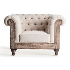 Estila Luxusné béžové vintage kreslo Gretchen v chesterfield štýle s drevenou konštrukciou 113 cm
