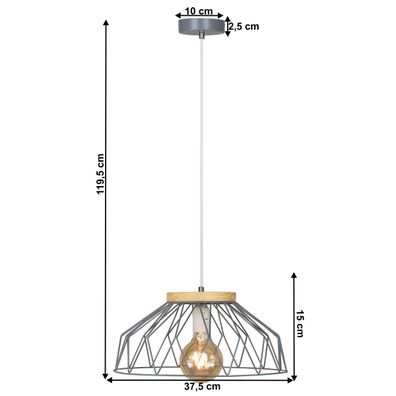 KONDELA Trex Typ 2 visiaca lampa sivá / prírodná