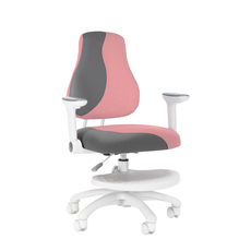 Detská rastúca stolička Neoseat KINDER WHITE PLUS — látka, šedá / svetlo ružová