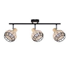 Čierno-krémové stropné svietidlo s tienidlom z kovu a ratanu ø 12 cm Tajga – Candellux Lighting