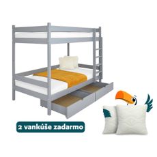 Wilsondo Poschodová posteľ s úložným priestorom Paula 2 90x200 Sivá