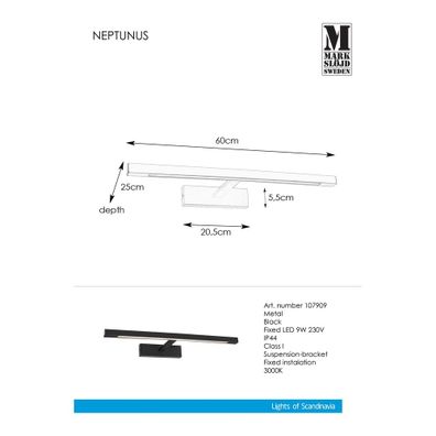 Čierne LED nástenné svietidlo (dĺžka 60 cm) Neptunus - Markslöjd