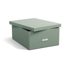Kartónový úložný box zelenomodrý s vekom 34,5x45x18,5 cm Katrin Canvas Paper Laminate – Bigso