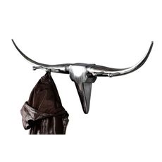Estila Štýlový glamour nástenný kovový vešiak Bull s vidieckym nádychom v striebornej chrómovej farbe so štyrmi háčikmi 100 cm