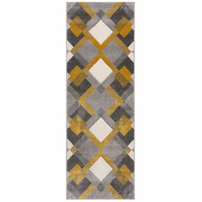 Flair Rugs koberce Behúň Hand Carved Nimbus Grey/Ochre - 80x230 cm