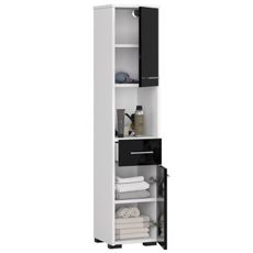 Kúpeľňová skrinka Fin 2D 1SZ 1W biela/čierna lesk