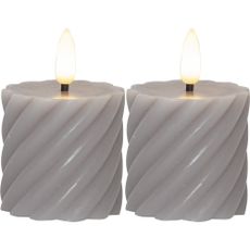 Súprava 2 sivých voskových LED sviečok Star Trading Flamme Swirl, výška 7,5 cm