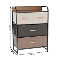 KONDELA Hazel Typ 1 komoda s látkovými boxami čierna / béžová / hnedá