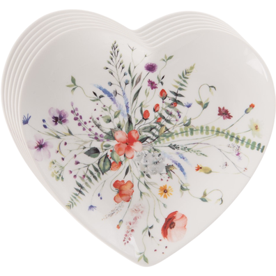 Orion Sada porcelánových dezertných tanierov Mak srdce 17,5 x 17 cm, 6 ks