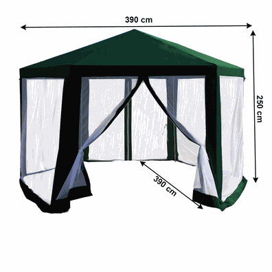 Stanový altánok do záhrady, 3,9x2,5x3,9m, zelená/biela, RINGE TYP 1+6 bočných strán