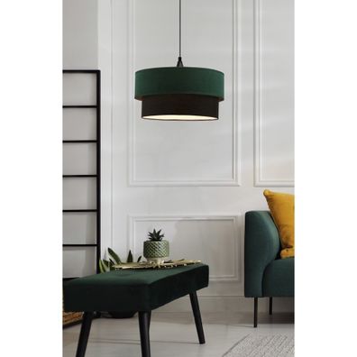 Závesné svietidlo v petrolejovej farbe/čierne s textilným tienidlom ø 35 cm Solanto – Candellux Lighting