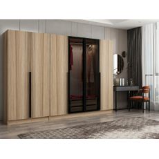Elegantná šatníková skriňa ShadowLux v prírodnej farbe s dymovými dvierkami 210 x 270 x 52 cm
