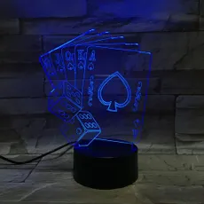 3Dmix 3DL-DRGB019 – 3D LED nočná lampa - Poker (Karty a kocky) (Dual RGB)