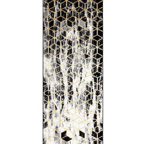 Dywany Łuszczów Behúň Gloss 409A 82 3D cubes black/gold/grey - 80x250 cm