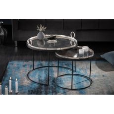 Estila Moderný set dvoch okrúhlych príručných stolíkov Elements z kovu 62cm