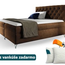 Wilsondo Čalúnená boxspring manželská posteľ Guliette s matracom - hnedá Rozmer: 160x200