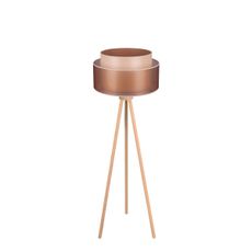 Duolla - Stojacia lampa WOOD BOHO 1xE27/15W/230V pr. 45 cm medená/hnedá/béžová