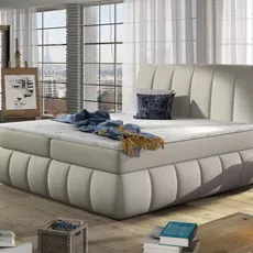 Posteľ Boxspring Vincenzia 200x180, krémová (látka - bvi 21)