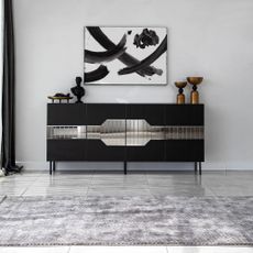 Luxusná komoda LuxeNest - čierno- strieborná
