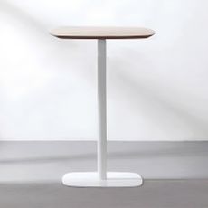 Barový stôl, dub/biela, MDF/kov, priemer 60 cm, HARLOV