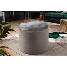Estila Okrúhla strieborná taburetka Modern Barock s úložným priestorom 50cm