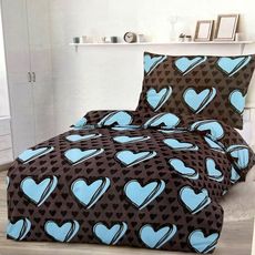 Obliečky deluxe bavlnené Láska modrá 200x140cm+90x70cm TiaHome