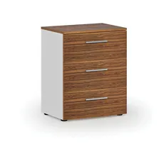 Kancelárska komoda k stolu PRIMO WHITE, 740 x 600 x 420 mm, biela/orech