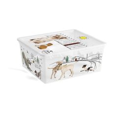 Biely plastový úložný box s vekom 40x34x17 cm C Box Style – KIS