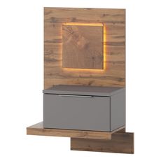 Szynaka Závěsný noční stolek Livorno 68 s LED osvětlením levý dub Wotan/šedý
